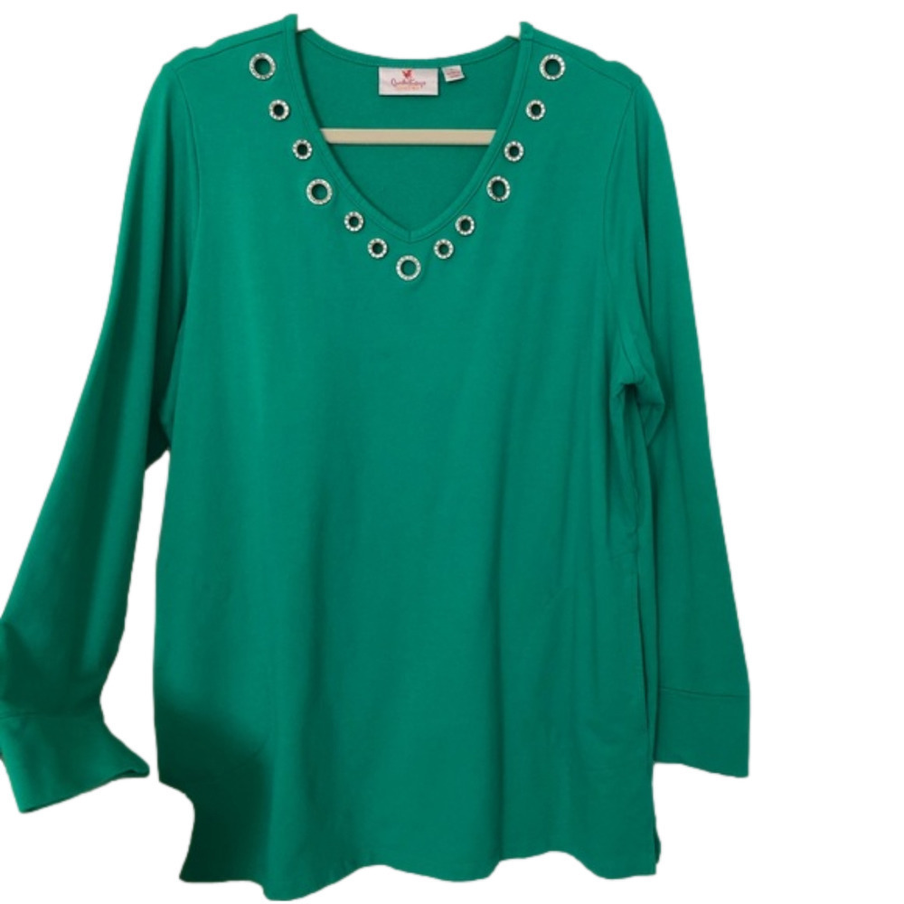Quaker Factory Embellished Sweatshirt Tunic with Pockets